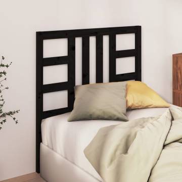 Stylish Black Bed Headboard - Solid Wood Pine 106x4x100 cm