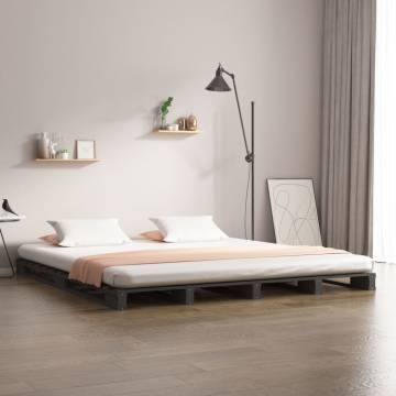 Pallet Bed Grey 135x190 cm Double Wood Pine - Stylish & Sturdy