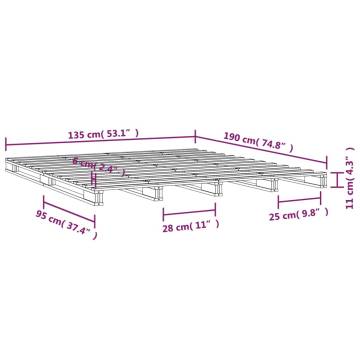 Pallet Bed Grey 135x190 cm Double Wood Pine - Stylish & Sturdy