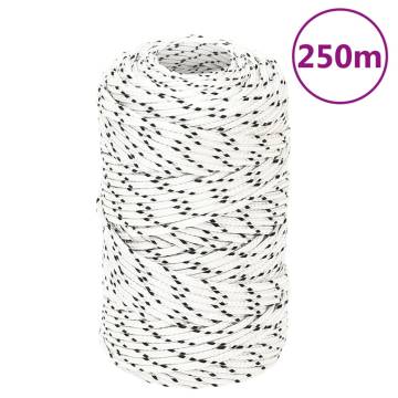 Braided Boat Rope White 2mm x 250m - Durable Polyester Rope