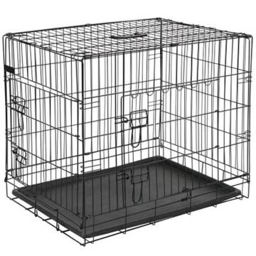 @Pet Dog Transport Crate Metal 63x44x50.5 cm - Black