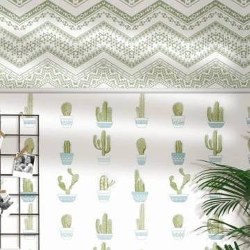 Noordwand Wallpaper Urban Friends & Coffee Etnico - White & Green