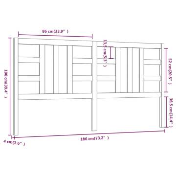 Stylish Grey Bed Headboard - Solid Pine 186x4x100 cm