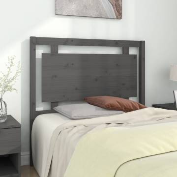 Stylish Grey Bed Headboard - Solid Pine Wood 105.5x4x100 cm