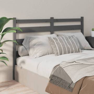 Stylish Grey Bed Headboard - Solid Pine Wood 186x4x100 cm