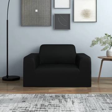 Stretch Couch Slipcover - Black Polyester Jersey | HipoMarket