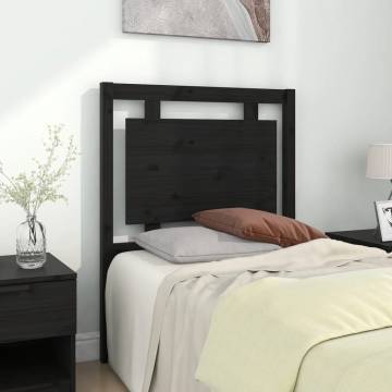 Stylish Black Bed Headboard - Solid Pine Wood | Hipomarket