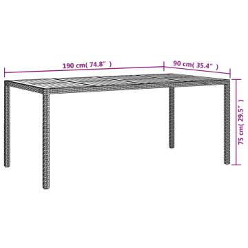 Stylish Garden Table 190x90 cm - Poly Rattan & Acacia Wood