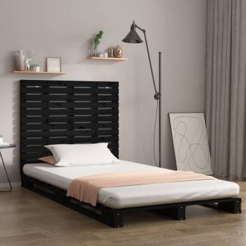 Stylish Black Wall Headboard - Solid Pine Wood 81x3x91.5 cm