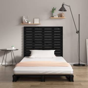 Stylish Black Wall Headboard - Solid Pine Wood 81x3x91.5 cm