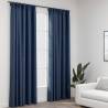 Linen-Look Blackout Curtains with Hooks 2 pcs Blue 140x225 cm Colour blue Size 140 x 225 cm Quantity in Package 2 