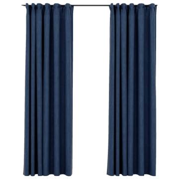 Linen-Look Blackout Curtains - Blue 140x225 cm | 2 pcs