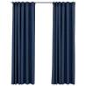 Linen-Look Blackout Curtains - Blue 140x225 cm | 2 pcs