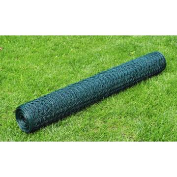 Chicken Wire Fence Galvanised with PVC Coating 25x0.75m Green