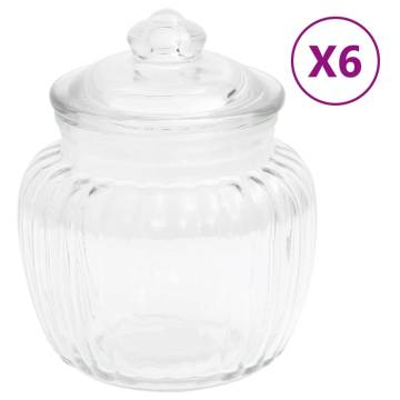 Set of 6 Glass Storage Jars - 500 ml | Hipomarket UK