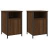 Elegant Brown Oak Bedside Cabinets - Set of 2 | Hipo Market