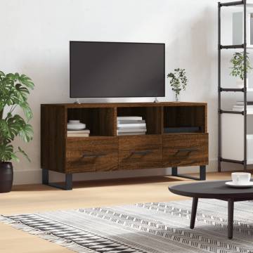 Stylish Brown Oak TV Cabinet - Engineered Wood - 102x36x50 cm