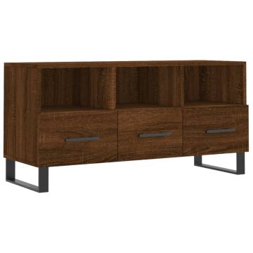 Stylish Brown Oak TV Cabinet - Engineered Wood - 102x36x50 cm