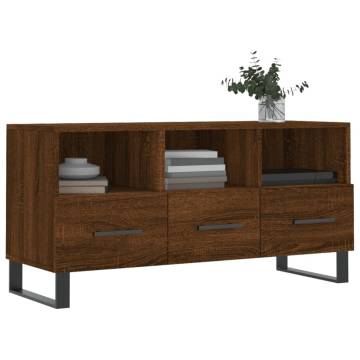 Stylish Brown Oak TV Cabinet - Engineered Wood - 102x36x50 cm