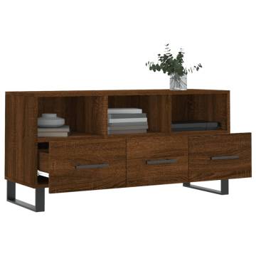 Stylish Brown Oak TV Cabinet - Engineered Wood - 102x36x50 cm