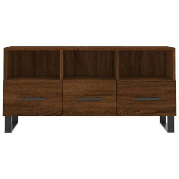 Stylish Brown Oak TV Cabinet - Engineered Wood - 102x36x50 cm