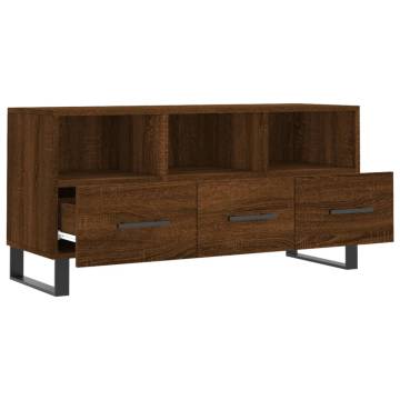 Stylish Brown Oak TV Cabinet - Engineered Wood - 102x36x50 cm