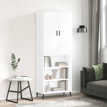 Stylish Highboard High Gloss White - 69.5x34x180 cm