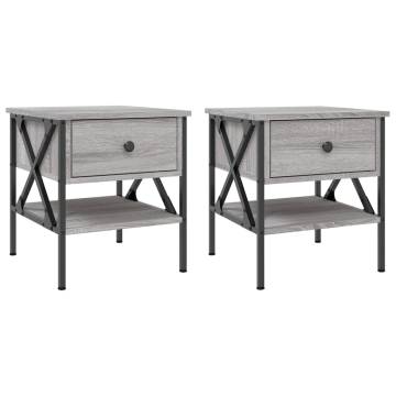 Stylish Grey Sonoma Bedside Tables - 2 pcs | HipoMarket UK