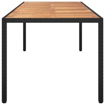 Stylish Garden Table Black 250x100 cm - Poly Rattan