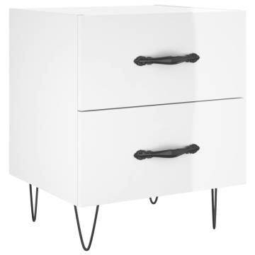 High Gloss White Bedside Cabinet - Modern Charm & Storage