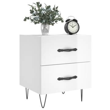 High Gloss White Bedside Cabinet - Modern Charm & Storage