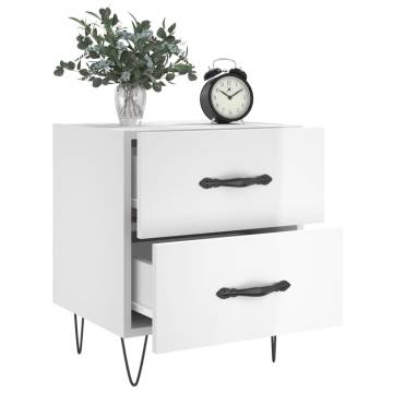 High Gloss White Bedside Cabinet - Modern Charm & Storage