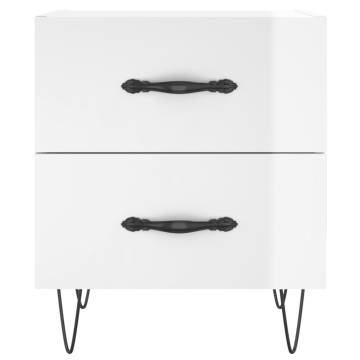 High Gloss White Bedside Cabinet - Modern Charm & Storage