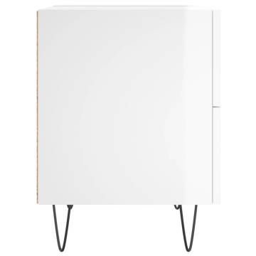 High Gloss White Bedside Cabinet - Modern Charm & Storage