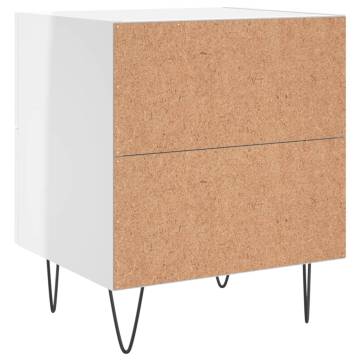 High Gloss White Bedside Cabinet - Modern Charm & Storage