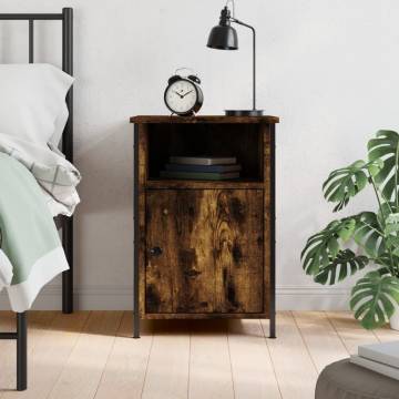 Elegant Smoked Oak Bedside Cabinet - 40x42x60 cm