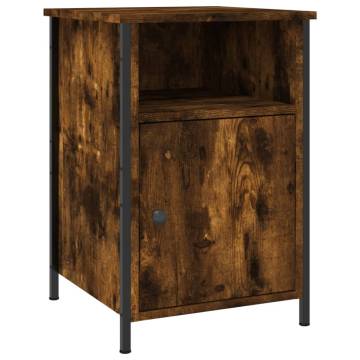 Elegant Smoked Oak Bedside Cabinet - 40x42x60 cm