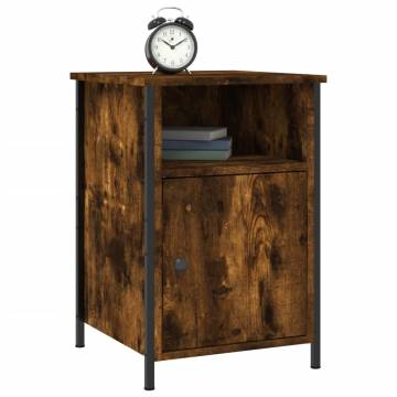 Elegant Smoked Oak Bedside Cabinet - 40x42x60 cm