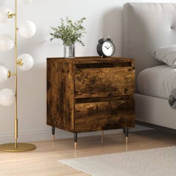 Elegant Smoked Oak Bedside Cabinet - 40x35x50 cm