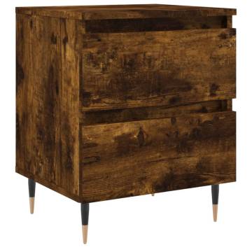 Elegant Smoked Oak Bedside Cabinet - 40x35x50 cm