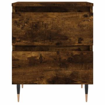 Elegant Smoked Oak Bedside Cabinet - 40x35x50 cm