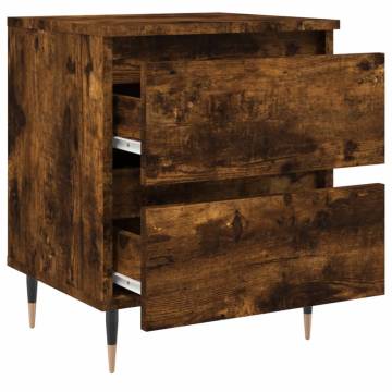 Elegant Smoked Oak Bedside Cabinet - 40x35x50 cm