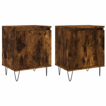 Elegant Smoked Oak Bedside Cabinets - 2 pcs | Hipo Market