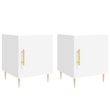 Modern White Bedside Cabinets - 2 pcs - 40x40x50 cm