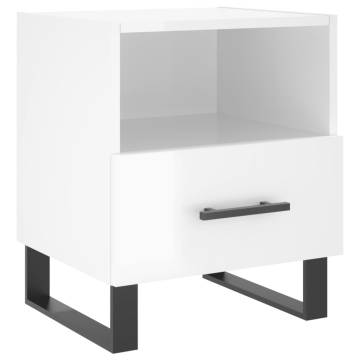 Stylish High Gloss White Bedside Cabinet - 40x35x47.5 cm