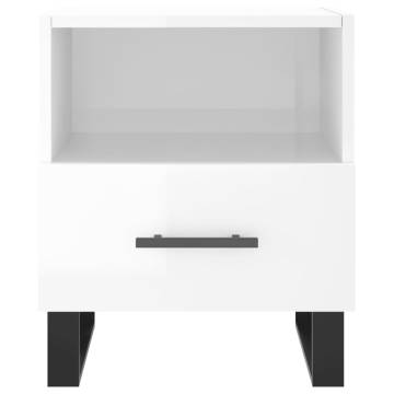 Stylish High Gloss White Bedside Cabinet - 40x35x47.5 cm