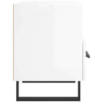 Stylish High Gloss White Bedside Cabinet - 40x35x47.5 cm