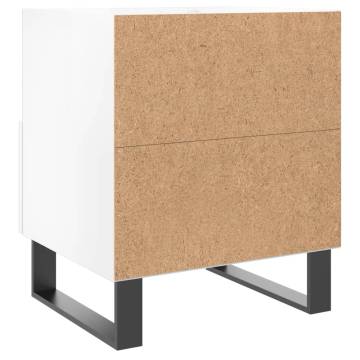 Stylish High Gloss White Bedside Cabinet - 40x35x47.5 cm