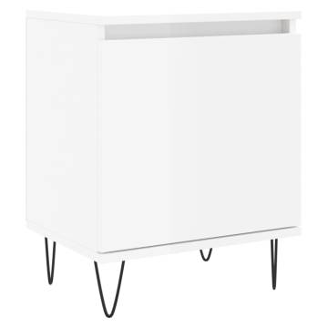 High Gloss White Bedside Cabinet - 40x30x50 cm | Hipo Market