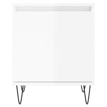 High Gloss White Bedside Cabinet - 40x30x50 cm | Hipo Market